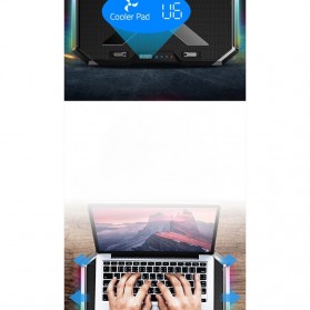 NUOXI MC Gaming Cooling Pad Bantalan Pendingin Laptop LED RGB Light 6 Fan - Q8 - Silver - 7