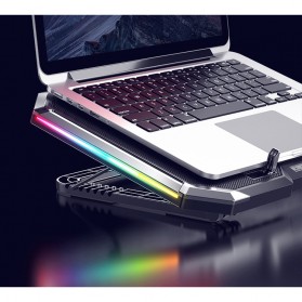 NUOXI MC Gaming Cooling Pad Bantalan Pendingin Laptop LED RGB Light 6 Fan - Q8 - Silver - 9