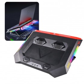 NUOXI MC Gaming Cooling Pad Laptop Turbocharged Radiator LED Light 2 Fan - X500 - Black/Red