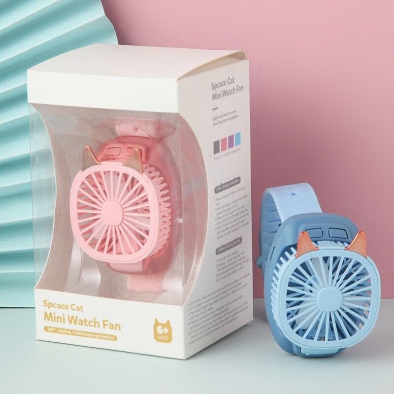 HUANJI Kipas Angin Jam Tangan Portable Fan S40 Blue
