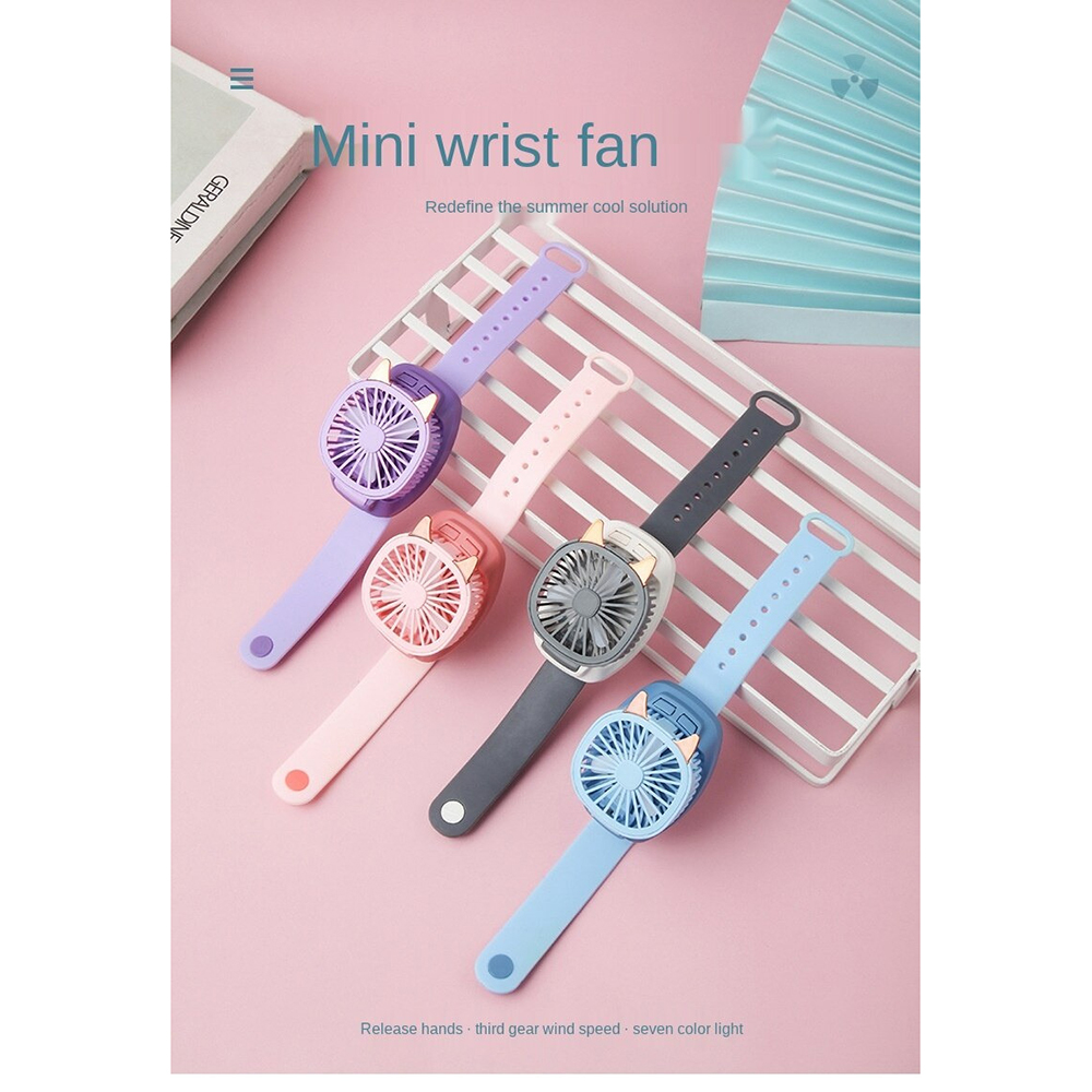 HUANJI Kipas Angin Jam Tangan Portable Fan S40 Blue