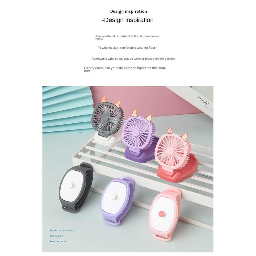 HUANJI Kipas Angin Jam Tangan Portable Fan S40 Blue