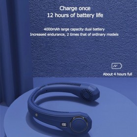 iHoven Kipas Angin Leher Portable Sports Leafless Neck Fan USB - F22 - Blue - 4