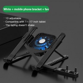 Meja Laptop / Notebook - Centechia Portable Laptop Stand Foldable with Cooling Fan - CT1310 - Black