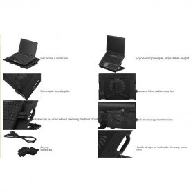 NAJU Notebook Cooler Pad Laptop Ultra Thin Radiator Cooling Base - NB339 - Black - 6