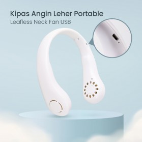 SOMEG Kipas Angin Leher Portable Sports Leafless Neck Fan USB - L23 - White