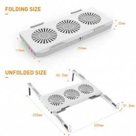 OUTMIX Notebook Cooling Pad Laptop Ultra Thin Radiator Cooler Base RGB - X1 - White - 9