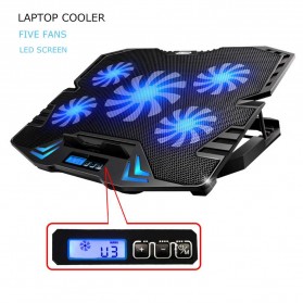 Taffware FAN Cooling Pad Laptop 5 Kipas - K5 - Black/Blue - 8