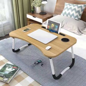 NWDESK Meja Belajar Laptop Lipat Portable Desk with Bottle Hole - L62 - Wooden