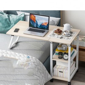 TaffHOME Meja Rak Laptop Adjustable Portable Desk with 2 Rack - ND03 - Cream