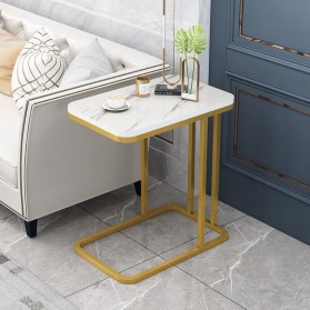 Geja Meja Sofa Side Table Corner European Style Single Layer - H81 - White/Gold
