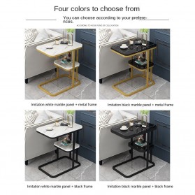 Geja Meja Sofa Side Table Marbel Corner European Style Double Layer - H81 - Black - 6