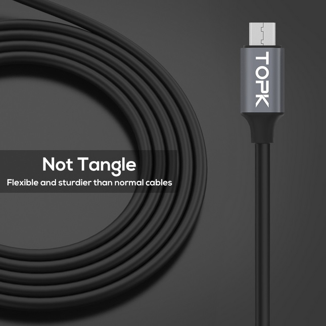 Gambar produk TOPK Kabel Charger Micro USB TPE 3A 1 Meter with Voltage Meter - CS0132