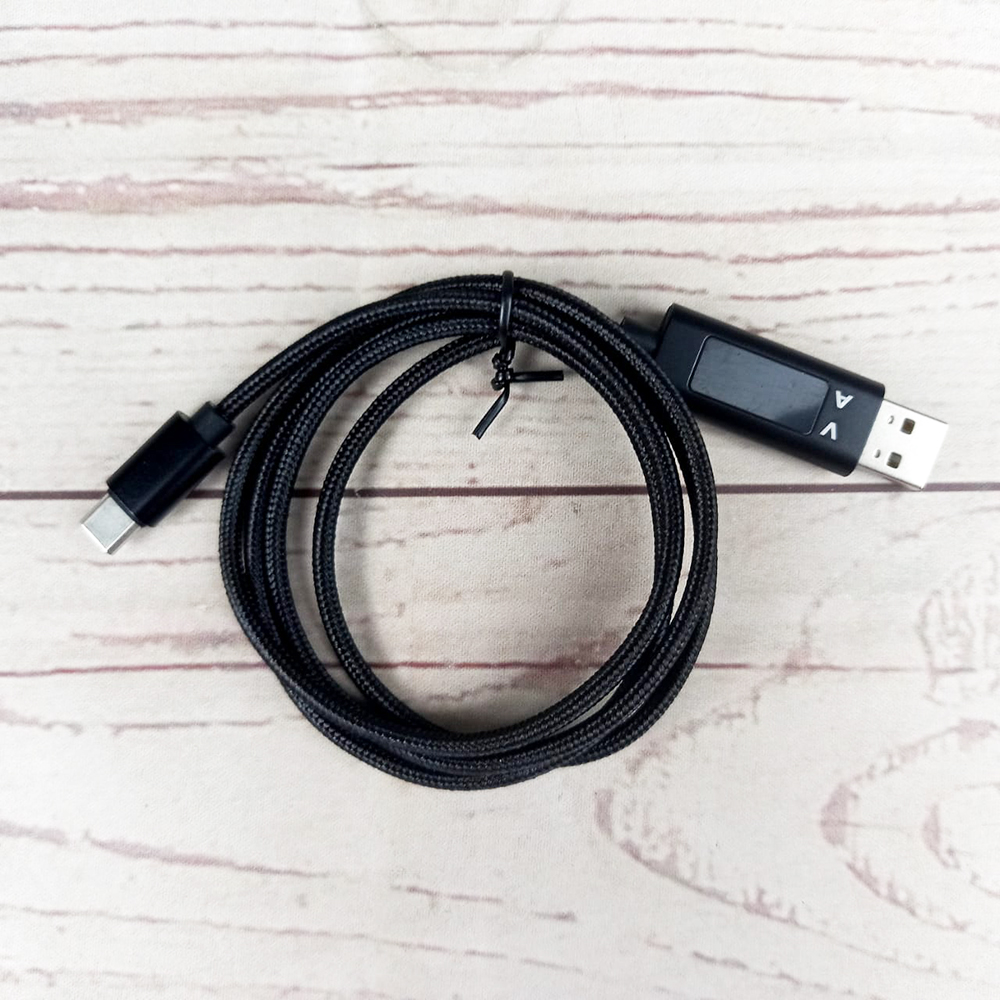 Gambar produk TOPK Kabel Charger USB Type C Braided 3A 1.2 Meter with Voltage Meter - CS0129