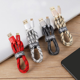 TOPK Kabel Charger Micro USB Braided 1 Meter 2.4A - AN09 - Dark Gray - 6