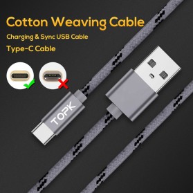 TOPK Kabel Charger USB Type C Braided 1 Meter 3A - AN09 - Dark Gray - 2