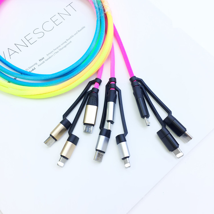Universal 3 in 1 Multiple Ports Devices USB Charging Cord USB Cable Rain-Bow Heart Multi Charger Cable Universal 3 in 1 Multiple Ports Devices USB Charging Cord USB Cable Rain-Bow Heart Multi Charger Cable