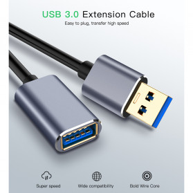 Robotsky Kabel USB 3.0 Ekstension Male to Female 1.5 Meter - RBT129 - Gray - 6