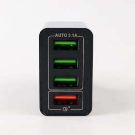 OLAF Travel Charger USB Fast Charging 4 Port QC3.0 6.2A - BK-376 - Black - 2