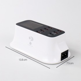 USLION Charger USB Charging Station USB Type C + Type A 8 Port LED Display - YC-CDA19Q - White - 7