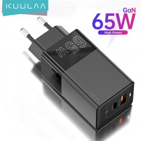 KUULAA GaN Charger USB Type C PD Quick Charge 2 Port 65W - KL-CD20 - Black