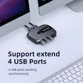 Unnlink USB Sharing Switch 2x4 Port KVM 2 PC USB Box with Extender USB 2.0 - UN946 - Black - 5