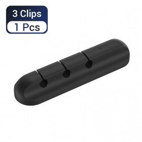 Striveday Klip Kabel Organizer Silicone Cable Clip 3 Hole - KR-8006 - Black