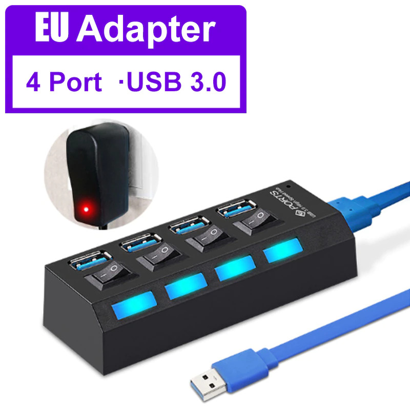 EASYIDEA USB Hub 3.0 4 Port with Power Supply U9103 Black