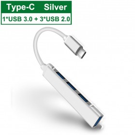MLLSE USB HUB Type C Adapter High Speed 3.0 4 Port Aluminium - C809 - Silver