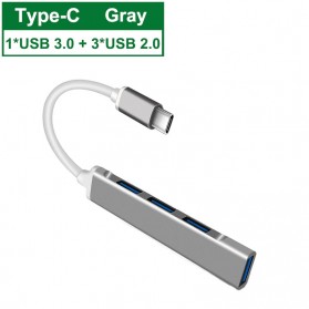 MLLSE USB HUB Type C Adapter High Speed 3.0 4 Port Aluminium - C809 - Gray