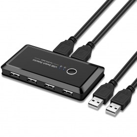 ALLOYSEED USB Sharing Switch 2x4 Port KVM 2 PC USB Switch USB 2.0 - T06 - Black