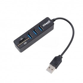 Kebidu Portable USB Hub 3 Port with Card Reader - MUP256 - Black