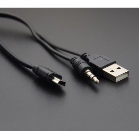 Kabel Mini USB ke USB + AUX 3.5mm Audio Cabl - A-02 - Black - 3