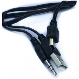 Kabel Mini USB ke USB + AUX 3.5mm Audio Cabl - A-02 - Black - 7