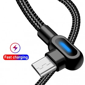 UGI Kabel Charger USB Type C L Shape 2.4 A 2 m - W-009 - Black