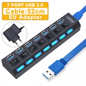 YUANRURU USB Hub 7 Port USB 3.0 High Speed Extender - YRR445 - Black