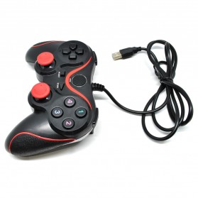 VZTEC USB Dual Shock Controller Game Pad Joystick - VZ6008 - Black/Red - 3