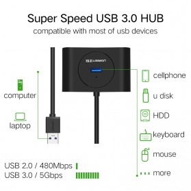 UGreen USB Hub 4 Port USB 3.0 - 20290 - Black - 4