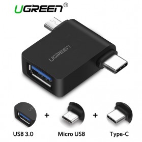 UGREEN OTG Plug Micro USB + USB Type C for Smartphone - 30453 - Black - 1