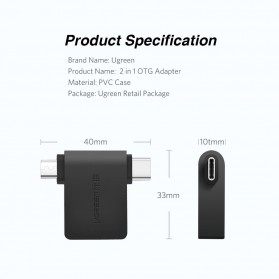UGREEN OTG Plug Micro USB + USB Type C for Smartphone - 30453 - Black - 8