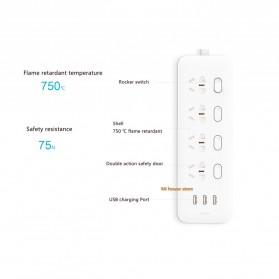 Xiaomi Mijia Smart Power Strip Stop Kontak 4 Electric Plug