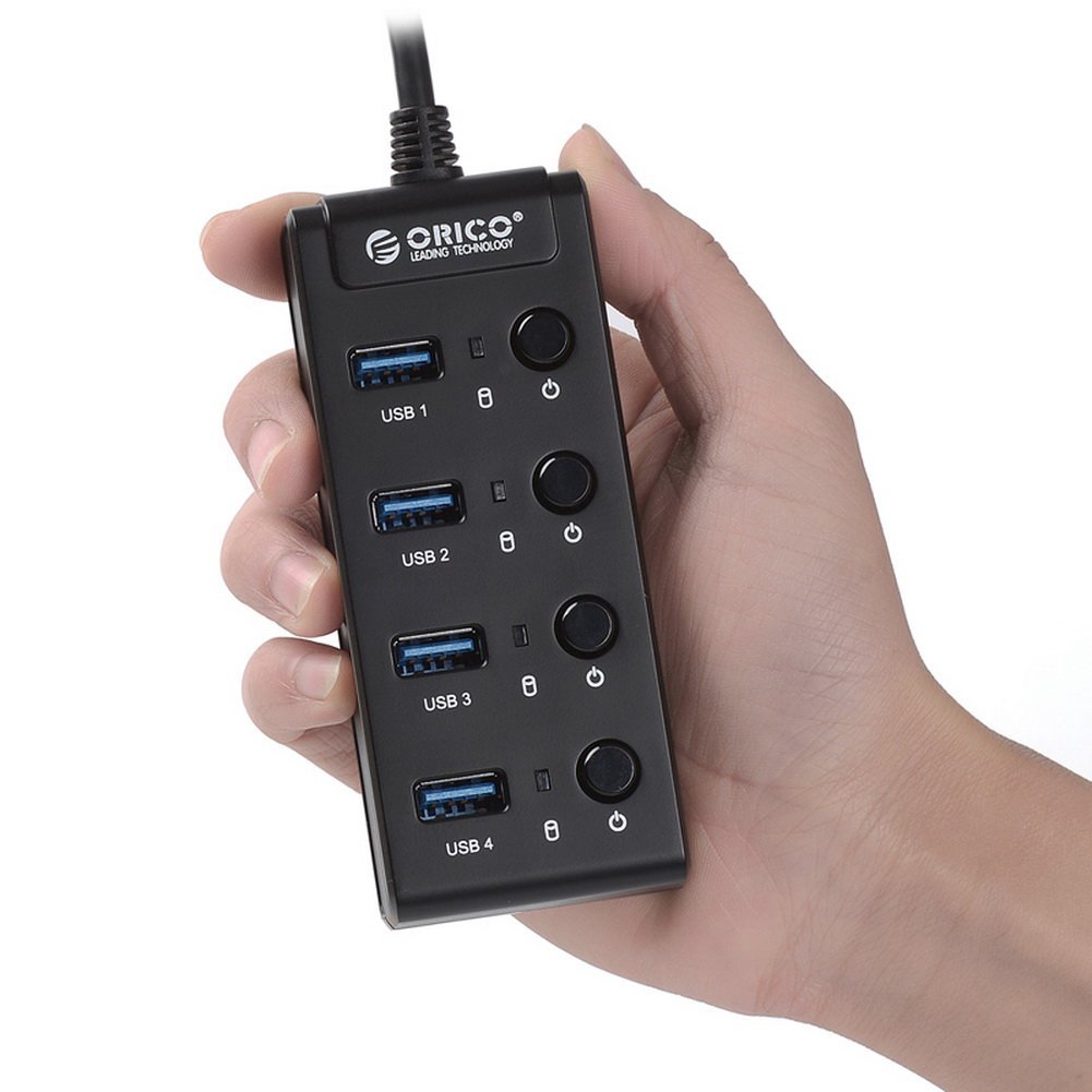 Orico USB 3.0 High Speed HUB 4 Port with On/Off Switch W9PH4 Black