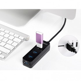 Orico Ultra Mini USB 3.0 High Speed HUB 4 Port 3.3 Ft Cable - W5PH4-3S - Black - 5