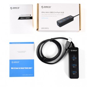 Orico Ultra Mini USB 3.0 High Speed HUB 4 Port 3.3 Ft Cable - W5PH4-3S - Black - 7