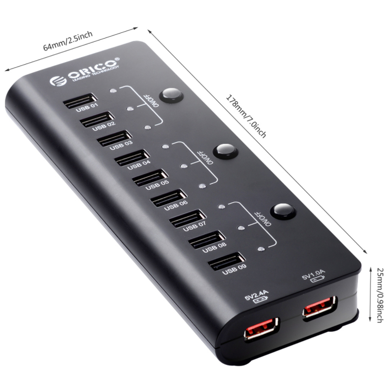 Orico USB 2.0 High Speed HUB 9 Port + 2 Charging Port 