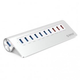 Orico Aluminium USB 3.0 High Speed HUB 7 Port + 3 Charging Port - M3H73P - Silver - 1