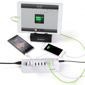 Orico Aluminium USB 3.0 High Speed HUB 7 Port + 3 Charging Port - M3H73P - Silver - 6
