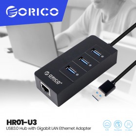 ORICO USB3.0 Hub with Gigabit LAN Ethernet Adapter - HR01-U3 - Black