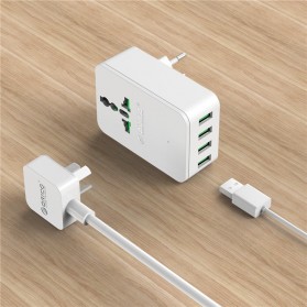 Orico 20W Universal Travel Power Plug with 4 USB Charging Ports - S4U - White - 4
