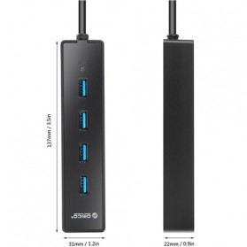 ORICO 4 Port Portable USB 3.0 HUB for Notebook PC Macbook - W8PH4-V1 - Black - 2